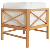 Corner Sofa with Cream Cushions Solid Teak Wood - Side View