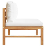Middle Sofa with Cream Cushions Solid Teak Wood - Side View