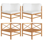Corner Sofas 2 pcs with Cream Cushions Solid Teak Wood