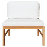 3 Piece Garden Lounge Set with Cream Cushions Teak Wood - Side View