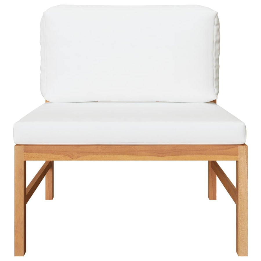 2 Piece Garden Lounge Set with Cream Cushions Teak Wood