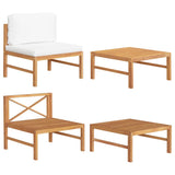 2 Piece Garden Lounge Set with Cream Cushions Teak Wood