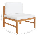 2 Piece Garden Lounge Set with Cream Cushions Teak Wood - Rear View