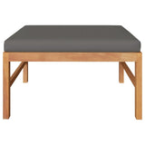 Footrest with Dark Grey Cushion Solid Teak Wood - Front View