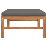 Footrest with Dark Grey Cushion Solid Teak Wood - Side View