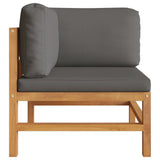 Corner Sofas 2 pcs with Dark Grey Cushions Solid Teak Wood