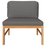 3 Piece Garden Lounge Set with Dark Grey Cushions Teak Wood - Side View