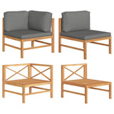 2 Piece Garden Lounge Set with Dark Grey Cushions Teak Wood