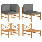 2 Piece Garden Lounge Set with Dark Grey Cushions Teak Wood