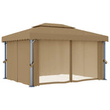 Gazebo with Curtain 4x3 m Taupe Aluminium - Side View