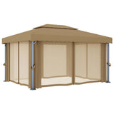 Gazebo with Curtain 4x3 m Taupe Aluminium - 45-Degree Angle