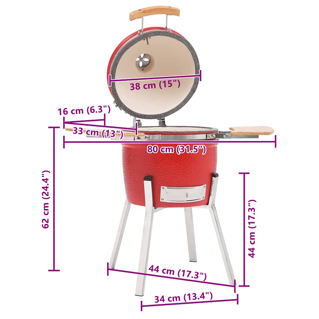 Kamado Barbecue Grill Smoker Ceramic 33 cm