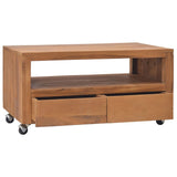 TV Cabinet with Wheels 80x50x42 cm Solid Teak Wood - Front View