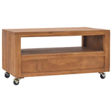 TV Cabinet with Wheels 80x50x42 cm Solid Teak Wood - Side View