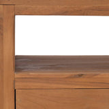 TV Cabinet with Wheels 80x50x42 cm Solid Teak Wood - Low Angle