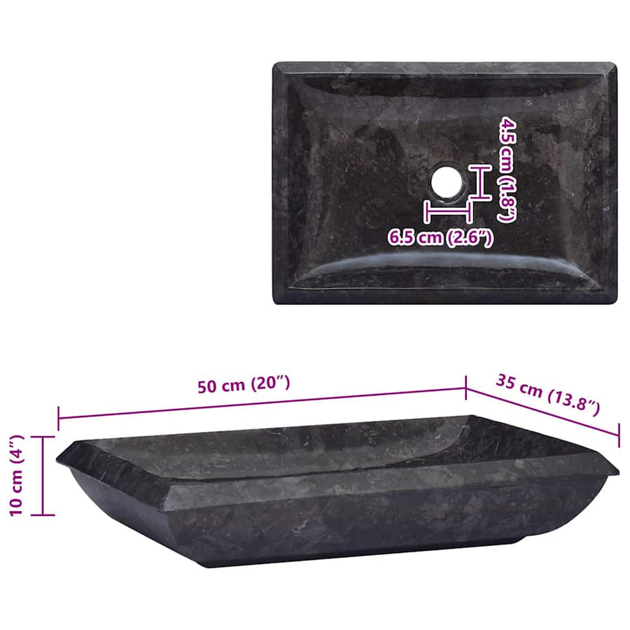 Sink Black 50x35x10 cm Marble