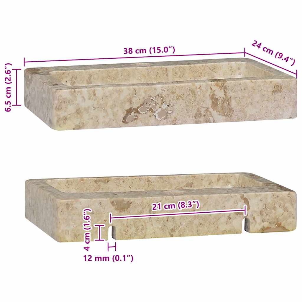 Wall-mounted Sink Cream 38x24x6.5 cm Marble