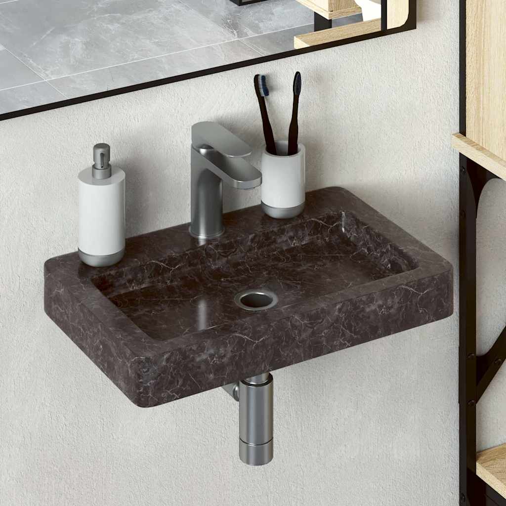 Wall-mounted Sink Black 38x24x6.5 cm Marble