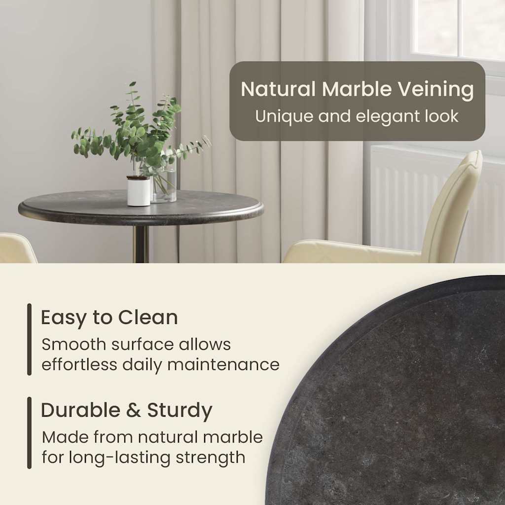 Table Top Black ?0x2.5 cm Marble