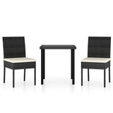 3 Piece Garden Dining Set Poly Rattan Black