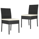 3 Piece Garden Dining Set Poly Rattan Black - Rear View