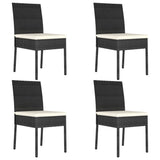5 Piece Garden Dining Set Poly Rattan Black - Rear View