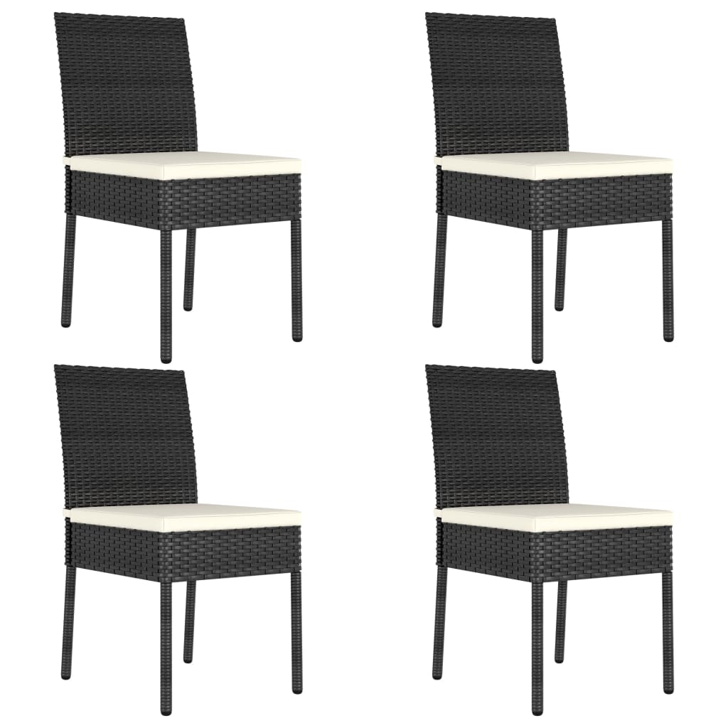 5 Piece Garden Dining Set Poly Rattan Black