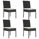 5 Piece Garden Dining Set Poly Rattan Black - Close-Up Angle
