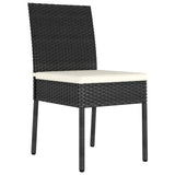 5 Piece Garden Dining Set Poly Rattan Black - Low Angle