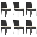 7 Piece Garden Dining Set Poly Rattan Black - Close-Up Angle
