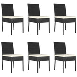 7 Piece Garden Dining Set Poly Rattan Black - Close-Up Angle