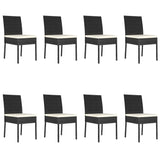 9 Piece Garden Dining Set Poly Rattan Black