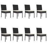 9 Piece Garden Dining Set Poly Rattan Black - Close-Up Angle