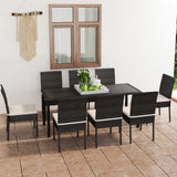 9 Piece Garden Dining Set Poly Rattan Black