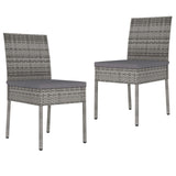 3 Piece Garden Dining Set Poly Rattan Grey - Rear View