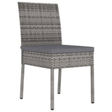 3 Piece Garden Dining Set Poly Rattan Grey - Close-Up Angle