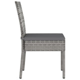 3 Piece Garden Dining Set Poly Rattan Grey - Low Angle