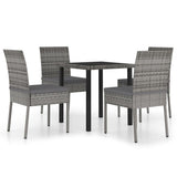 5 Piece Garden Dining Set Poly Rattan Grey