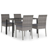 5 Piece Garden Dining Set Poly Rattan Grey