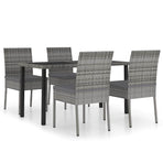 5 Piece Garden Dining Set Poly Rattan Grey
