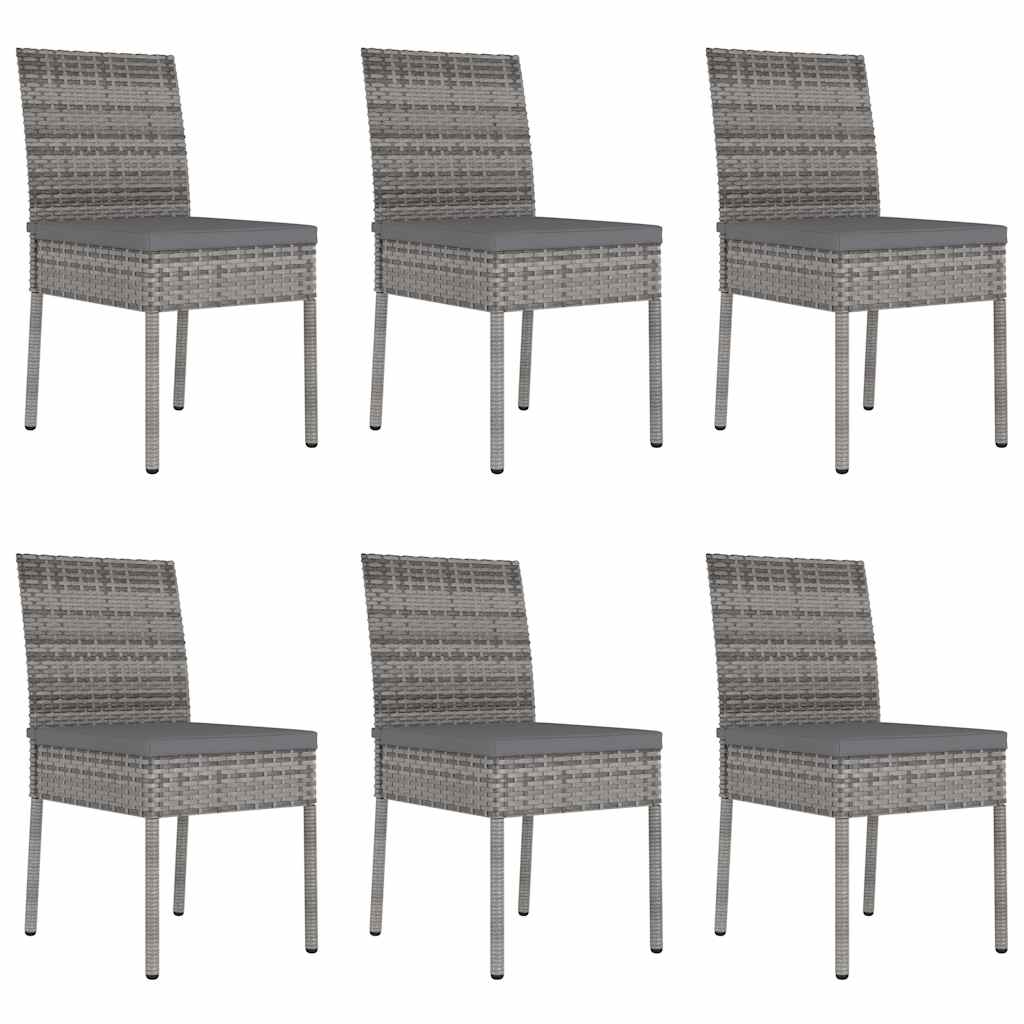 7 Piece Garden Dining Set Poly Rattan Grey