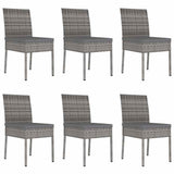 7 Piece Garden Dining Set Poly Rattan Grey