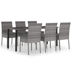 7 Piece Garden Dining Set Poly Rattan Grey