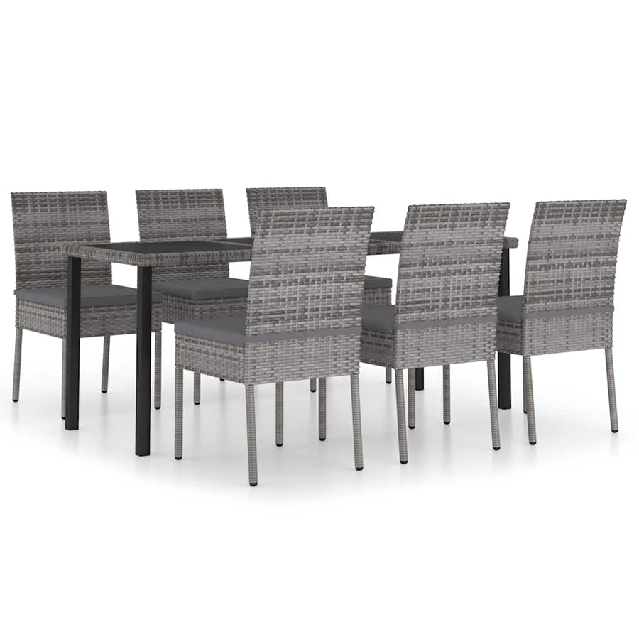7 Piece Garden Dining Set Poly Rattan Grey
