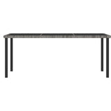 7 Piece Garden Dining Set Poly Rattan Grey - Top-Down View