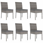 7 Piece Garden Dining Set Poly Rattan Grey