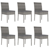 7 Piece Garden Dining Set Poly Rattan Grey - Close-Up Angle
