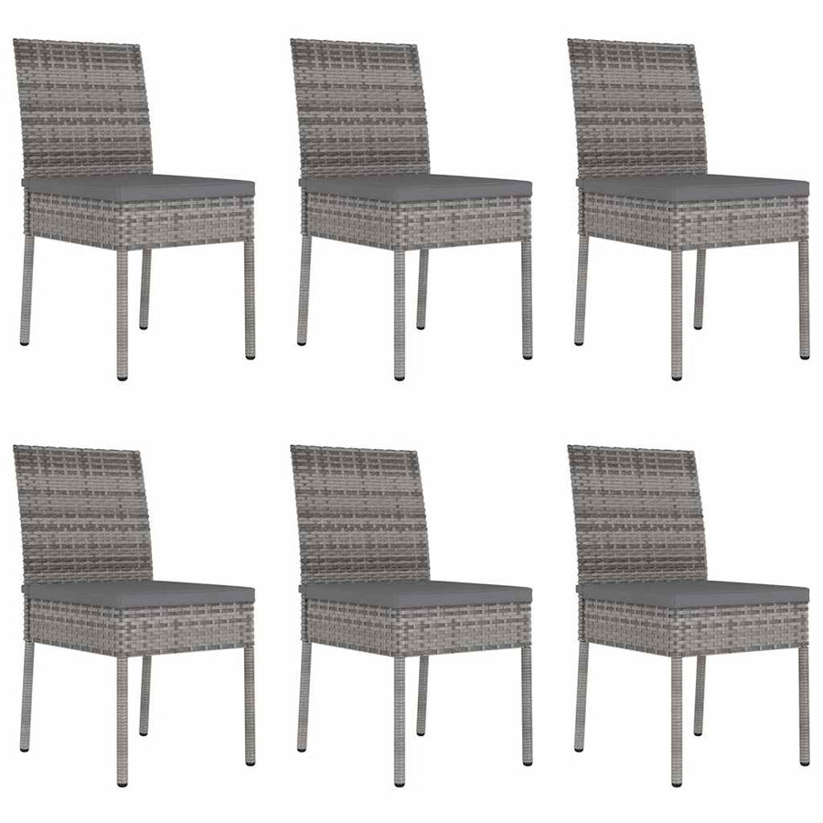 7 Piece Garden Dining Set Poly Rattan Grey