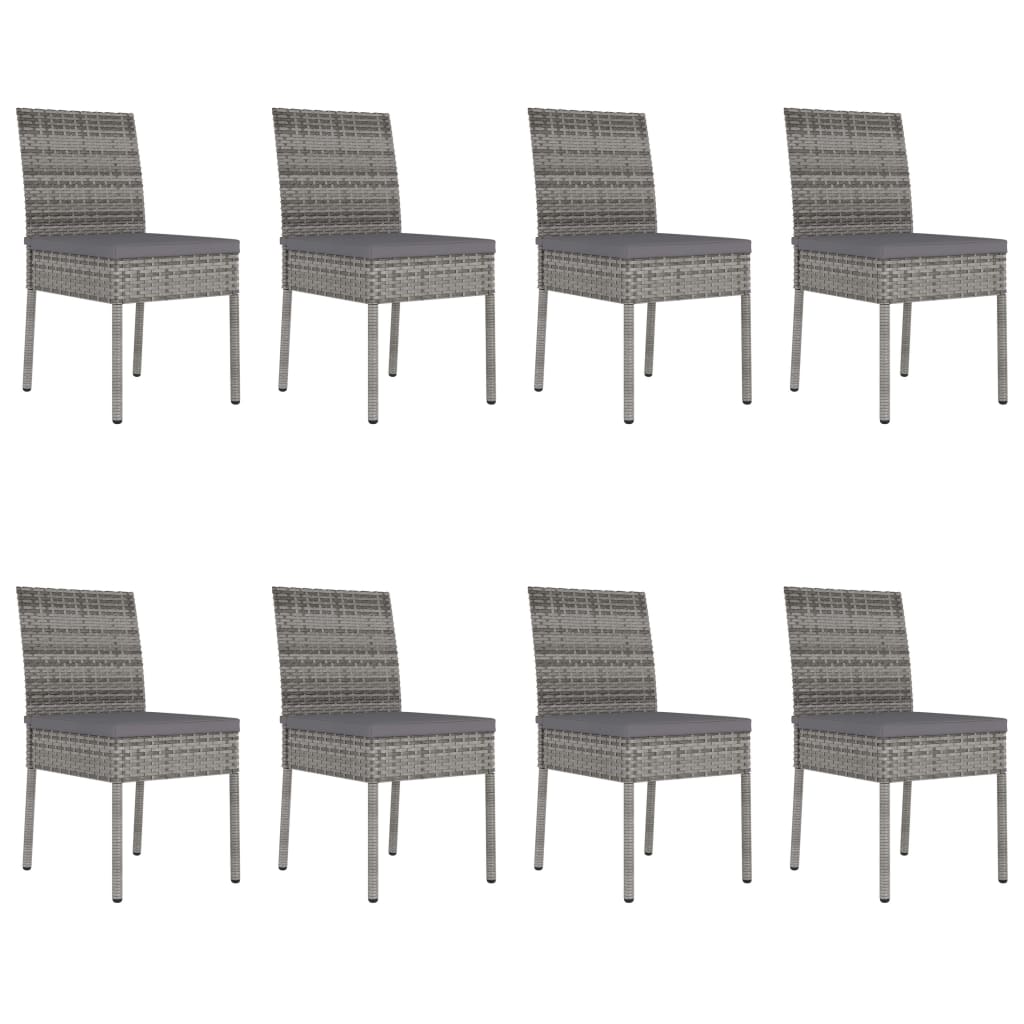 9 Piece Garden Dining Set Poly Rattan Grey