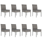9 Piece Garden Dining Set Poly Rattan Grey
